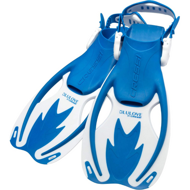 Cressi Rocks Junior Adjustable Kids Swimming Fins for Diving And Snorkeling - Blue/White